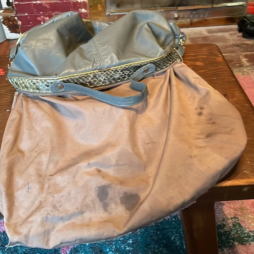 Vintage XL Grey Snakeskin Hobo Bag